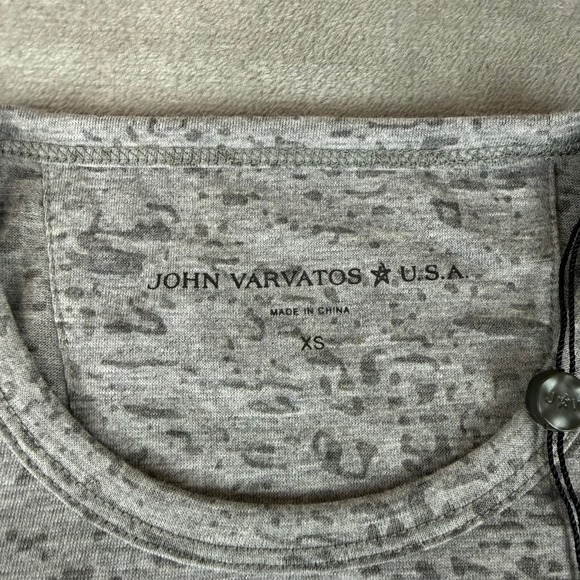 John Varvatos Burnout Pocket Tee T-Shirt Mens XS Heather Gray Stretch $89 NWT - Picture 3 of 8